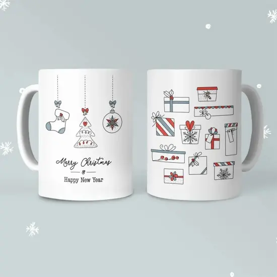 Merry Christmas Mug with Stockings and Presents {2}