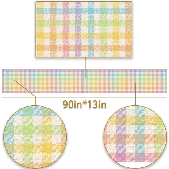 Pudodo Easter Buffalo Plaid Check Table Runner Spring Holiday Farmhouse Fireplace Kitchen Dining Room Home Party Decoration (13" x 90") {5}