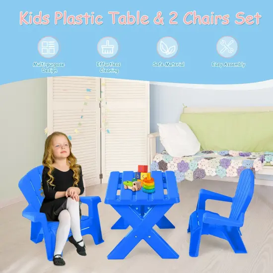 3-Piece Plastic Children Play Table Chair Set Perfect for Indoor-Outdoor Use {2}