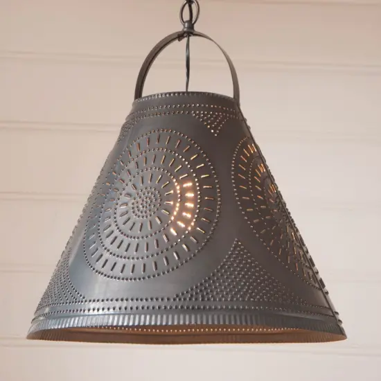 Irvins Country Tinware Homestead Shade Light with Chisel in Kettle Black {4}