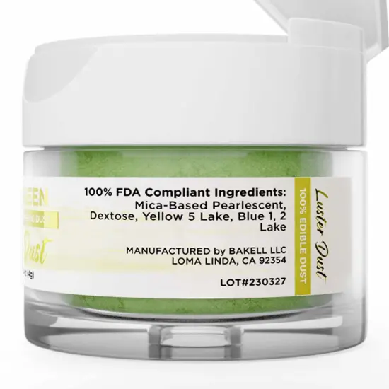 Bakell - Neon Green Luster Dust (4g, 1x Jar) Edible Vegan Dust & Paint for Baking, Desserts and Beverages {5}