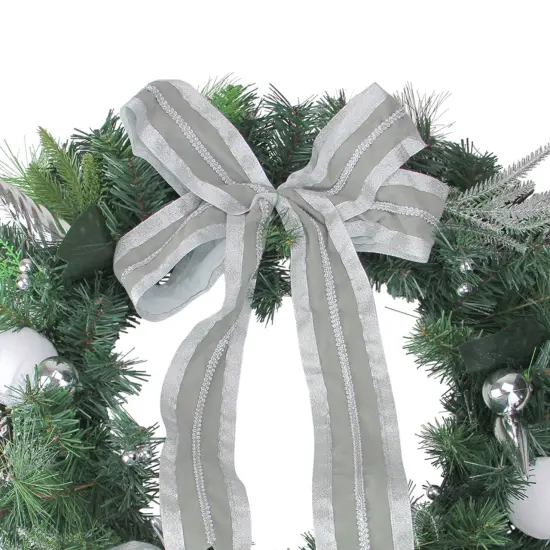 Northlight Bow and Pine Cone Artificial Christmas Wreath - 24" - Unlit Green {4}