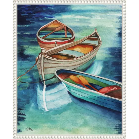 Docked Rowboats I by Elizabeth Medley Framed Canvas Wall Art {1}