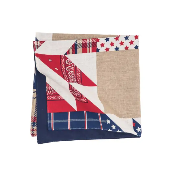 Levi Blue Patriotic 4th of July Reversible Cloth Napkin Set of 6 {4}