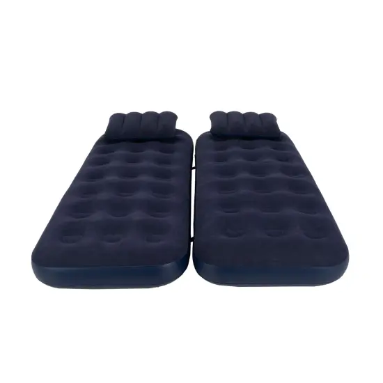 Pool Central 3 in 1 Inflatable Flocked Air Mattress with Pillows -75" - Navy Blue {5}