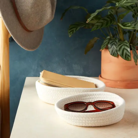 3 Pieces Small Round Cotton Rope Woven Storage Baskets - Nesting Bins for Organizing Home and Montessori Toys (White, 3 Sizes) {5}