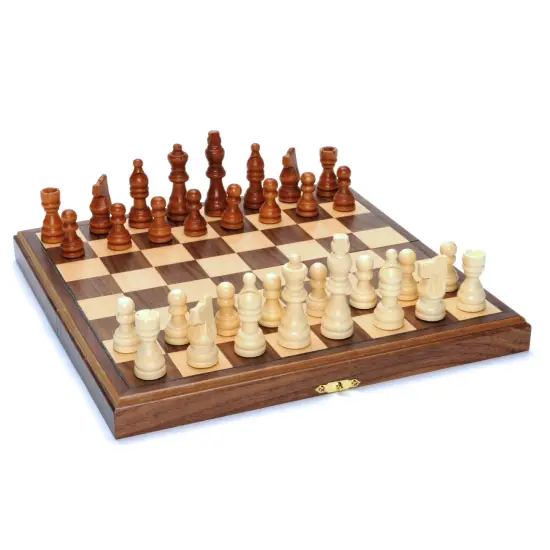 WE Games Folding Wood Travel Chess Set - 11.5 in. Board, 2.6 in. King {1}