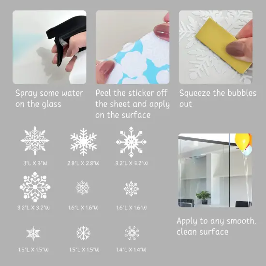 Wrapables Snowflake Window Clings Decal Stickers, Christmas Winter Decoration for Glass Windows 8pc Festive {2}