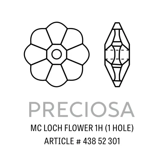 Preciosa Crystal Loch Flower 8mm Crystal (Package of 5) {2}