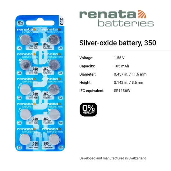 Renata Batteries 350 / SR1136W Watch Battery (5 Pack) {2}
