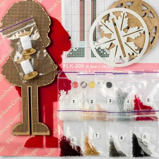 Bead embroidery kit on wood FLK-209 {5}