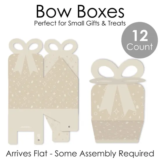 Big Dot of Happiness Tan Confetti Stars - Square Favor Gift Boxes - Simple Party Bow Boxes - Set of 12 {7}