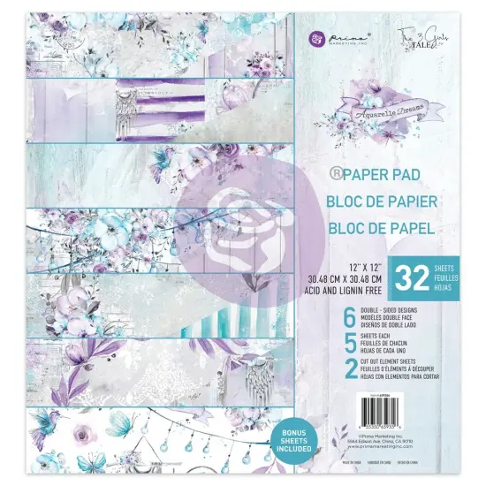Prima Marketing Double-Sided Paper Pad 12"X12" 32/Pkg-Aquarelle Dreams {1}