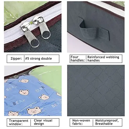 Budding Joy 90L Under Bed Storage Containers, Closet Organizers and Storage Bins, Underbed Storage Bags with Clear Window for Blankets, Sheets, Pillows, Dorm Room, Holiday Wrapping Paper Storage {4}