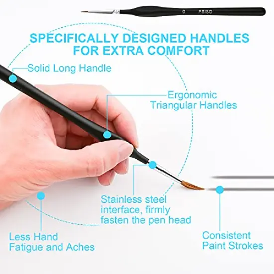 10 PCS Miniature Paint Brushes Kit, Fine Detail Painting Brush Micro Professional Tiny Paints Brush Set for Watercolor, Oil, Face, Acrylic, Nail, Line Drawing, Scale Model Painting, by PSISO {6}