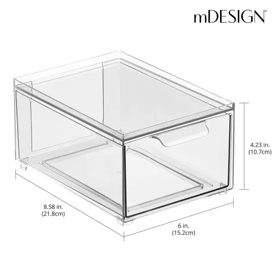 mDesign Plastic Stackable Bathroom Vanity Storage Organizer with Drawer {3}