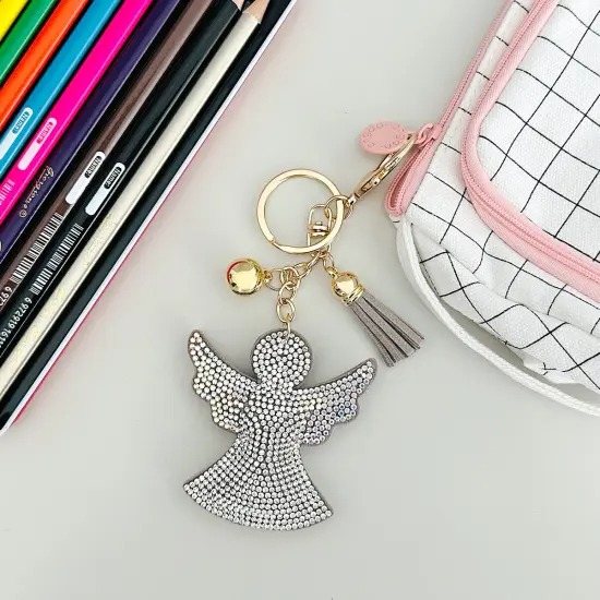 Wrapables Crystal Bling Key Chain Keyring with Tassel Car Purse Handbag Pendant, Angel {5}