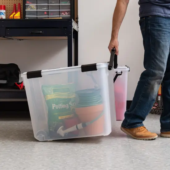 IRIS USA WEATHERPRO Airtight Plastic Storage Bin with Seal Lid, Secure Latching Buckles and 2 Rear Wheels {2}