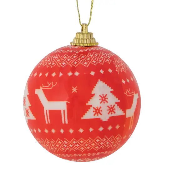 Northlight Nordic Decoupage Christmas Ball Ornaments - 2.25" (60mm) - 14pc Red {4}