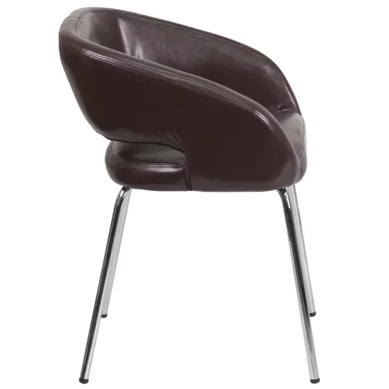 Emma and Oliver Contemporary LeatherSoft Side Reception Chair Brown {5}