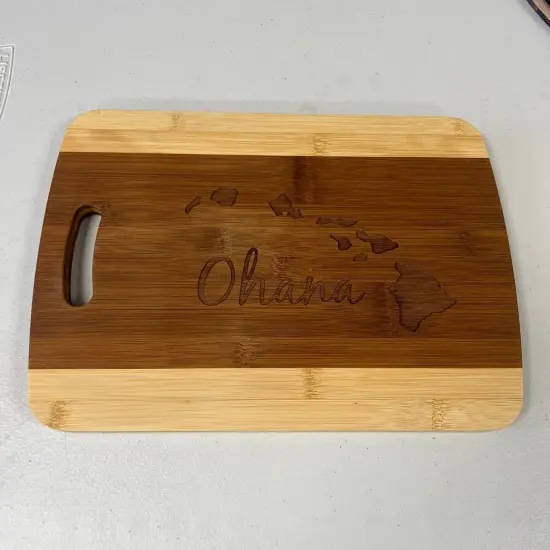 Ohana (family) Hawaii Cutting Board 14''x9.5''x.5'' Bamboo {2}