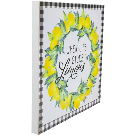 Northlight White and Black Gingham "When Life Gives You Lemons" Decorative Wall Art 13.75" {4}