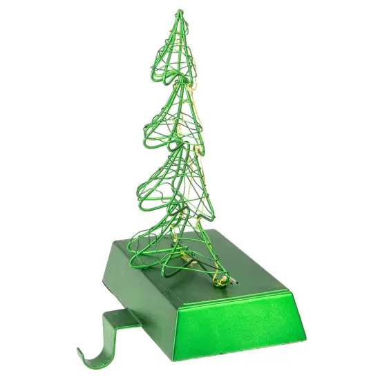 Northlight 8" LED Lighted Green Wired Christmas Tree Stocking Holder {5}