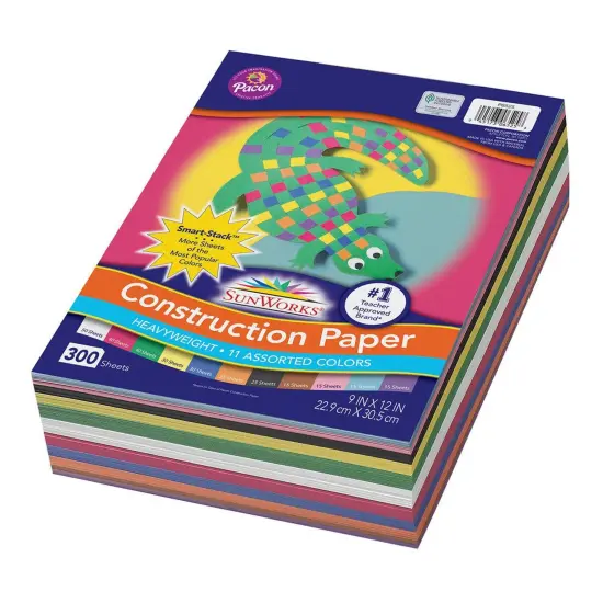 Construction Paper, 11 Assorted Colors, 9" x 12", 300 Sheets {1}