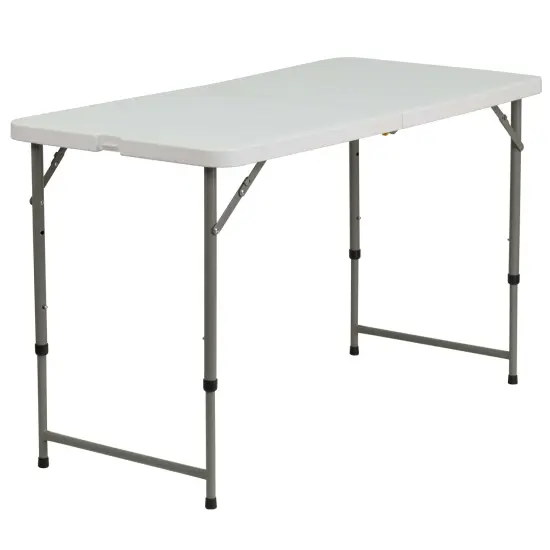 Emma and Oliver 4-Foot Height Adjustable Bi-Fold Plastic Folding Table Granite White {1}
