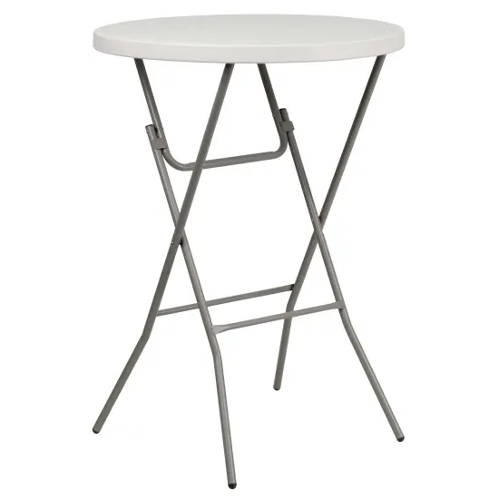 Emma and Oliver 2.63-Foot Round Plastic Bar Height Folding Table Granite White {1}