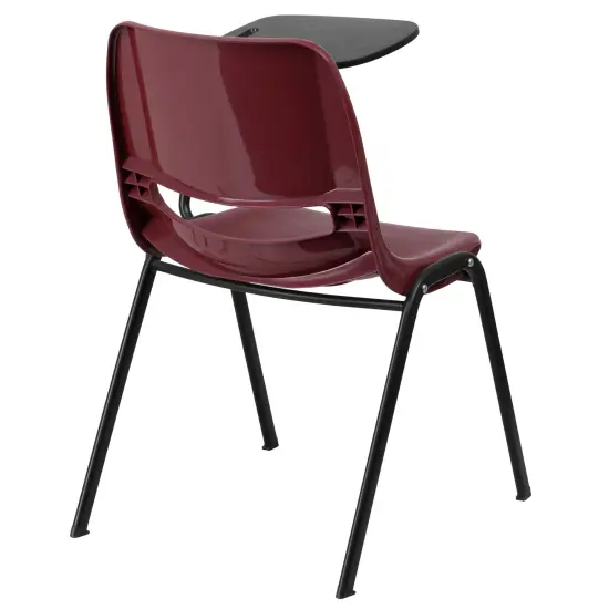 Emma and Oliver Ergonomic Shell Chair with Left Handed Flip-Up Tablet - Tablet Arm Desk Burgundy {5}