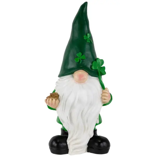 Northlight St. Patrick's Day Shamrock Gnome Outdoor Garden Statue - 16.25" Green {1}