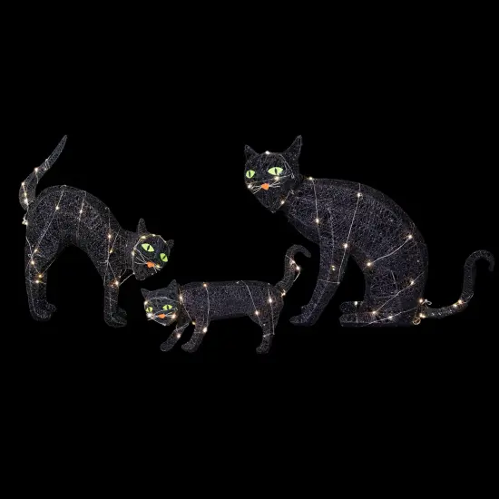 Northlight LED Lighted Black Cat Family Outdoor Halloween Decorations - 27.5" - Set of 3 {4}