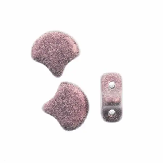 John Bead Czech Glass Jet Color Metallic Suede Ginko Beads, 50g Pink {2}