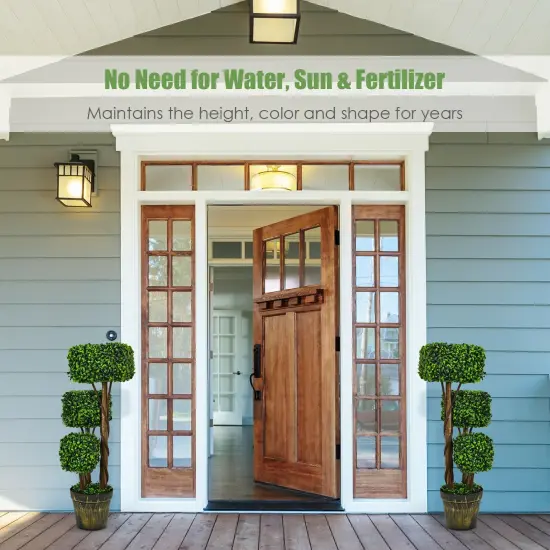 36 Inch Artificial Boxwood Topiary UV Protected Indoor Outdoor Tree {2}