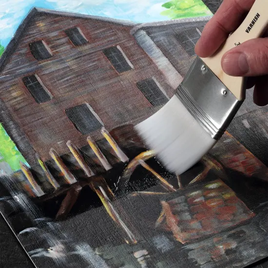 Jerry's Artarama InstaVar&trade; Gloss Picture Varnish & Varnish Brush Sets - Perfect for Varnish Paintings, Artists, Professionals, Restoration, & More! {3}