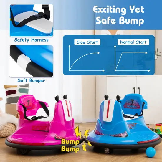 Honeyjoy 12V Bumper Car for Kids Toddlers Electric Ride On Car Vehicle with 360&deg; Spin Blue/Pink/Red/Purple {5}