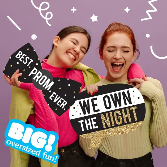 Big Dot of Happiness Prom - Talk Bubble, Crown, and Tie Decorations - Prom Night Party Large Photo Props - 3 Pc {3}