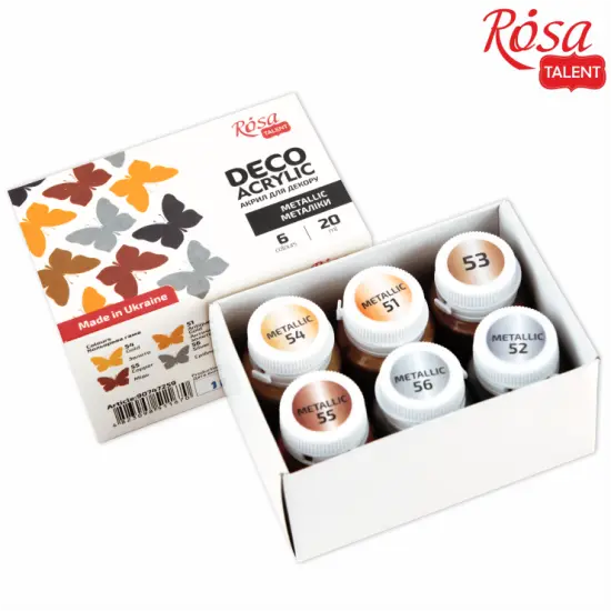 Metalic Acrylic paint for decor set, 6*20ml ROSA __LENT {1}
