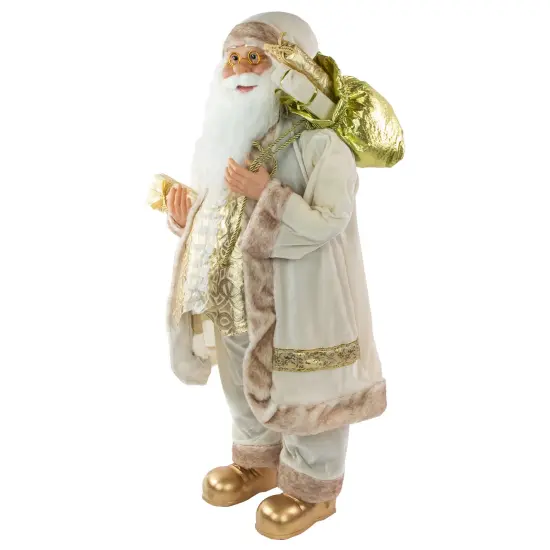 Northlight Winter Santa Claus with Gift Bag Christmas Figure - 36" - White and Cream Ivory {4}