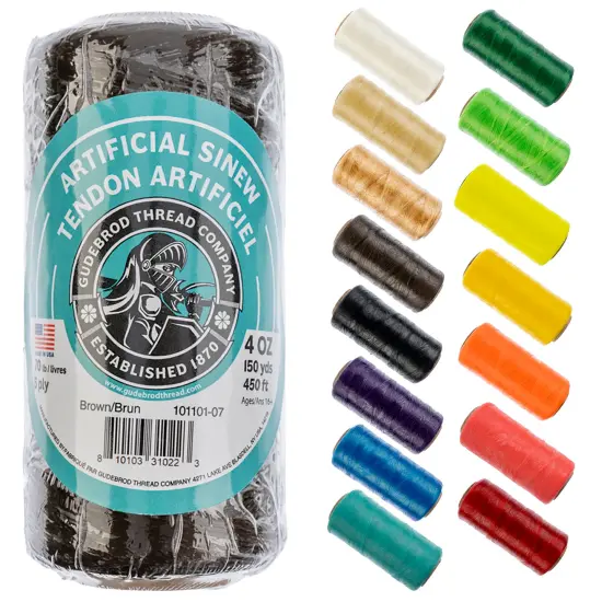 Gudebrod 70lb. 5-Ply Artificial Sinew Thread, 150yd. | Made in USA Brown {1}