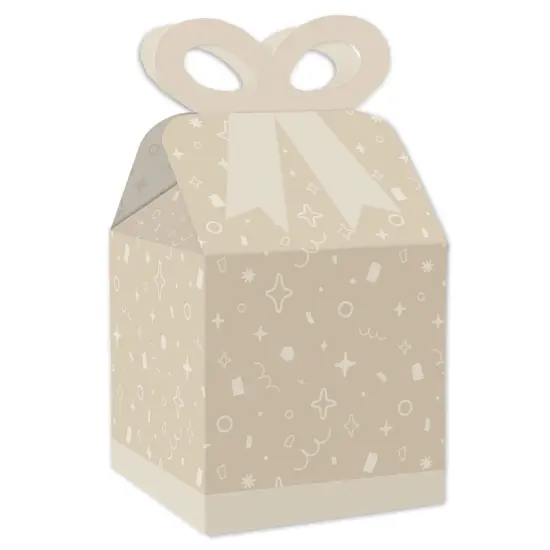 Big Dot of Happiness Tan Confetti Stars - Square Favor Gift Boxes - Simple Party Bow Boxes - Set of 12 {1}