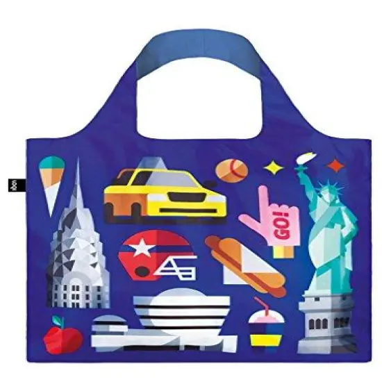 LOQI HEY Studio New York Reusable Shopping Bag, Blue {1}