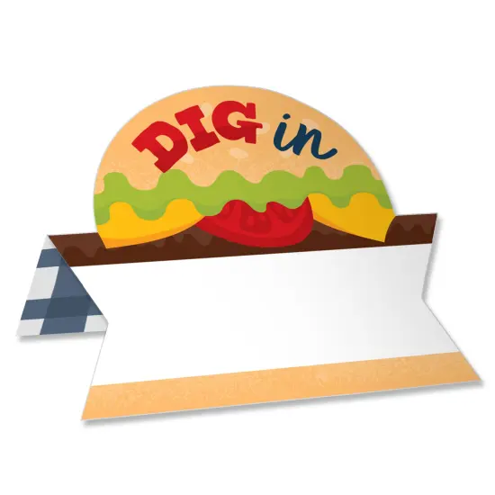 Big Dot of Happiness Fire Up the Grill - Summer BBQ Picnic Party Tent Buffet Card - Table Setting Name Place Cards - Set of 24 {1}