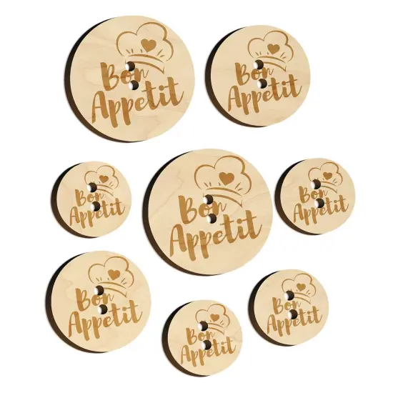 Bon Appetit Love Cooking Baking Wood Buttons for Sewing Knitting Crochet DIY Craft {7}