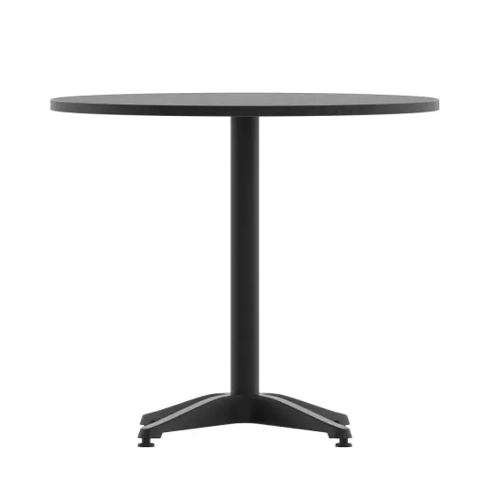 Emma and Oliver 31.5'' Round Aluminum Indoor-Outdoor Table with Base Black {4}