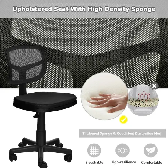 Costway Armless Office Chair Adjustable Swivel Computer Mesh Desk Chair Green\Blue\Gray {6}