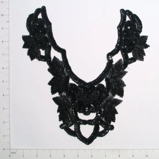 Imperial Sequin Collar Applique 10 1/4" x 8 1/4" Black AB {2}