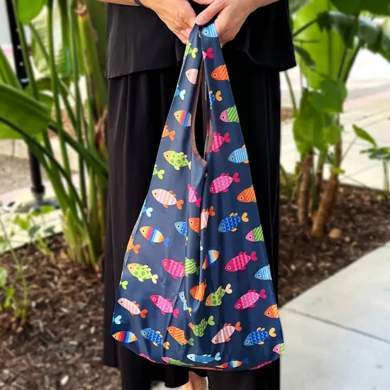 Wrapables JoliBag Collection Reusable Shopping Bag (Set of 2) Rainbow Fishies {6}