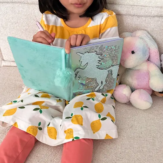 Wrapables Plush Journal, A5 Lined Notebook Diary for Writing and Drawing Sparkling Unicorn {4}